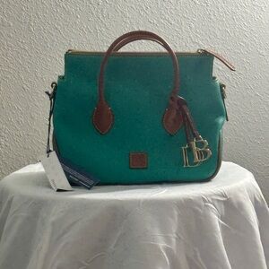 Dooney & Bourke Teal and Brown Satchel